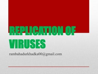 REPLICATION OF
VIRUSES
rambahadurkhadka00@gmail.com
 