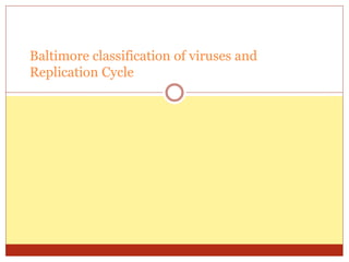 Baltimore classification of viruses and
Replication Cycle
 
