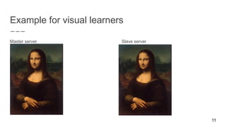 Example for visual learners
Master server Slave server
11
 