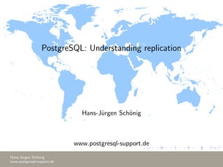 PostgreSQL: Understanding replication
Hans-J¨urgen Sch¨onig
www.postgresql-support.de
Hans-J¨urgen Sch¨onig
www.postgresql-support.de
 