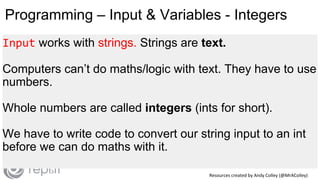 Creating Python Variables using Replit software | PPT