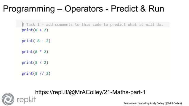 Creating Python Variables using Replit software | PPT