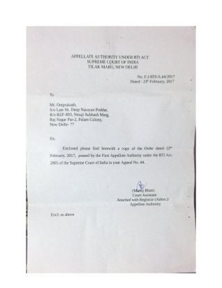 Reply by FAA Supreme Court of India dated 23.02.2017
