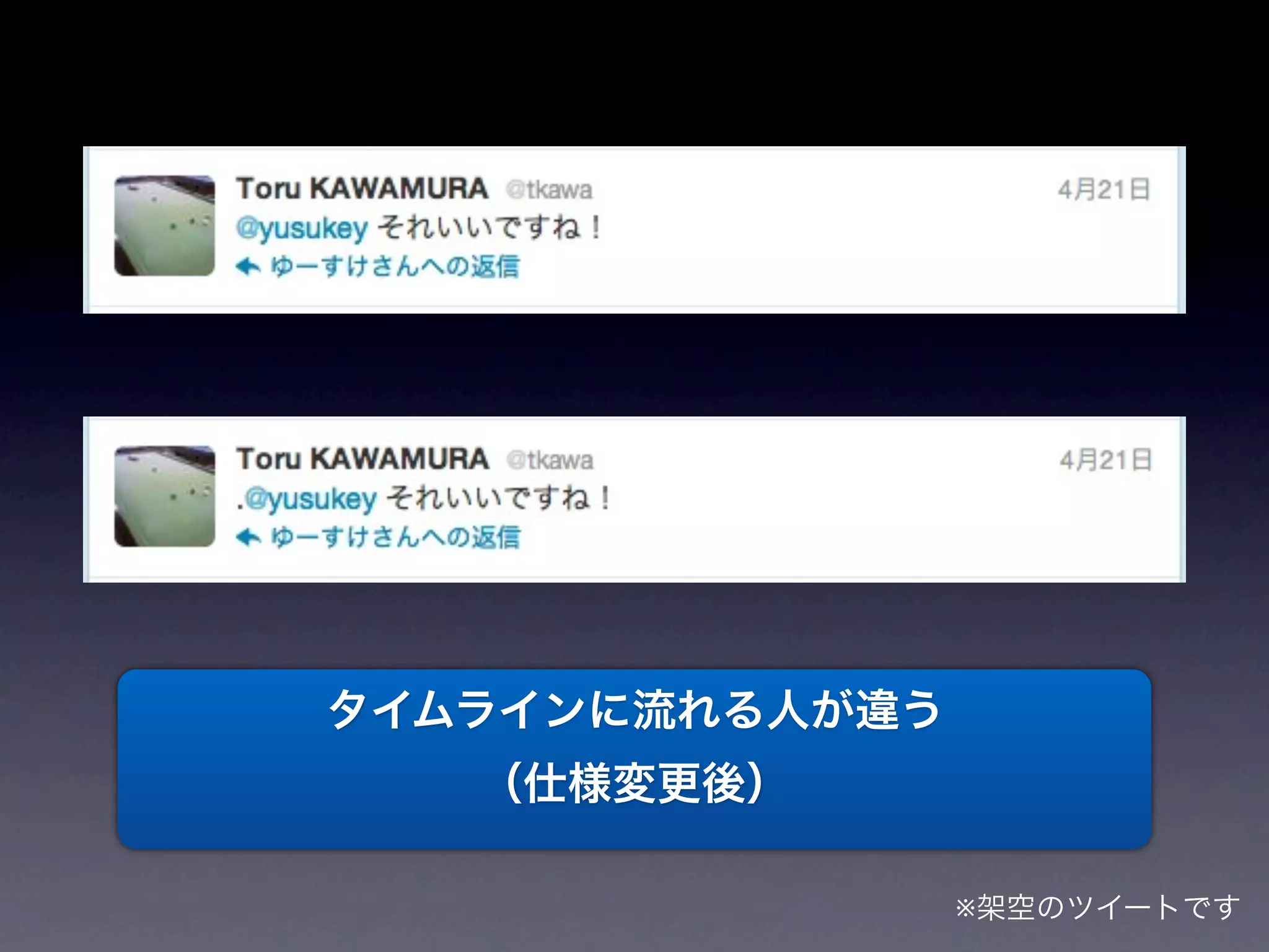 返信と@ツイートの仕様変更と提案 #twtr_hack