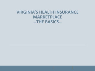 VIRGINIA’S HEALTH INSURANCE
MARKETPLACE
--THE BASICS--

 

 