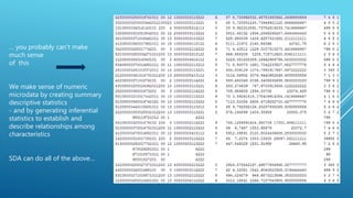 … you probably can’t make
much sense
of this
We make sense of numeric
microdata by creating summary
descriptive statistics
- and by generating inferential
statistics to establish and
describe relationships among
characteristics
SDA can do all of the above…
 