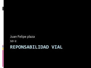 REPONSABILIDAD VIAL
Juan Felipe plaza
10-2
 