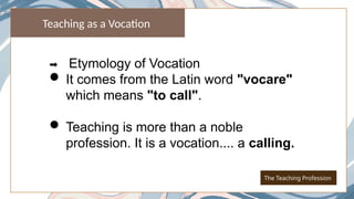 Vocation Example Sentence Report 7 which is teachers as professionals | PPTX
