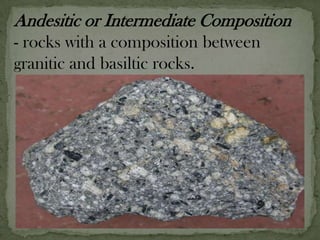  because of their iron content, basaltic rocks are typically darker and denser than granitic rocks.Basalt- a very dark green to black fine-grained volcanic rock.