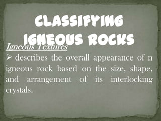 composed of ions that move about freely.Crystallizationrandom movements of the ions slow, and the ions begin to arrange themselves into orderly patterns.cooling strongly influences crystal size.