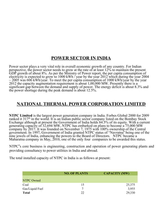 POWER SECTOR IN INDIA
Power sector plays a very vital role in overall economic growth of any country. For Indian
perspecti...