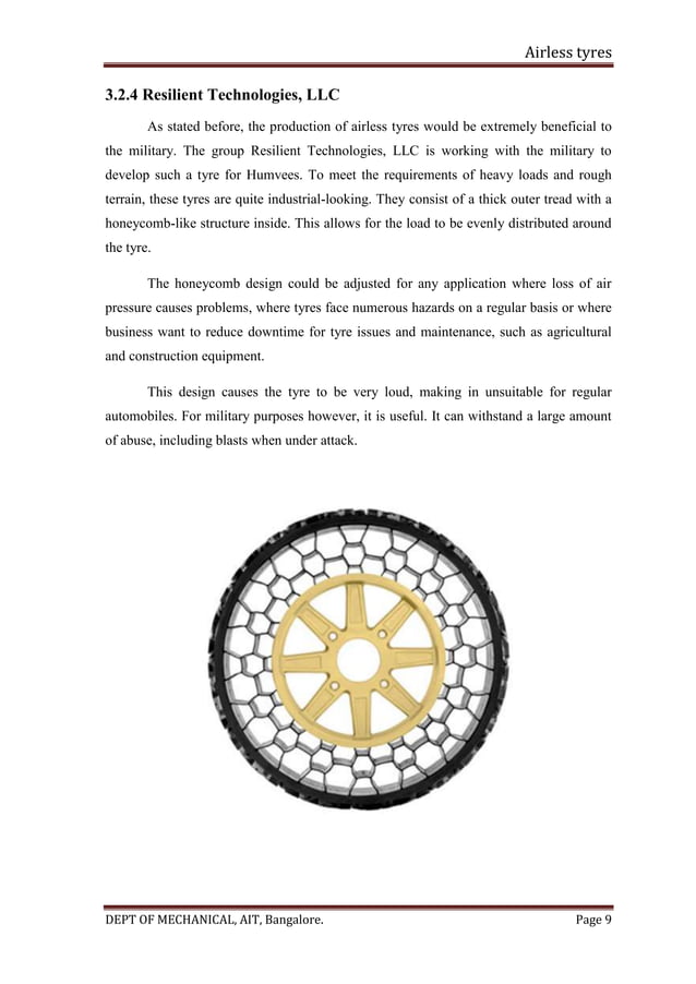 Report on Airless Tyre or NonPneumatic tyre