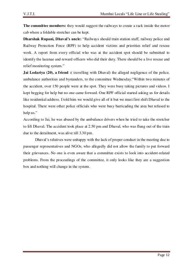 Report on railway accident with case study