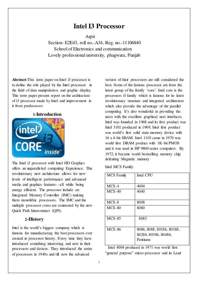 Intel i3 processor