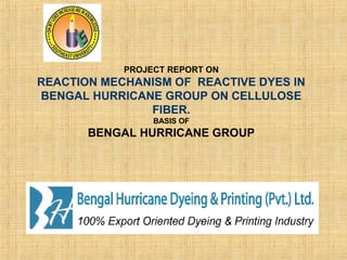 PROJECT REPORT ON
REACTION MECHANISM OF REACTIVE DYES IN
BENGAL HURRICANE GROUP ON CELLULOSE
FIBER.
BASIS OF
BENGAL HURRICANE GROUP
 