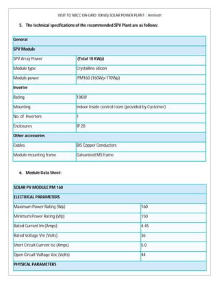 A Report on solar power plant installation | PDF