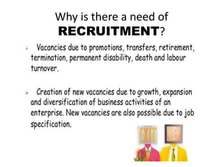 Why is there a need of
RECRUITMENT?
 