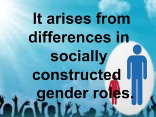 It arises from
differences in
socially
constructed
gender roles.
 