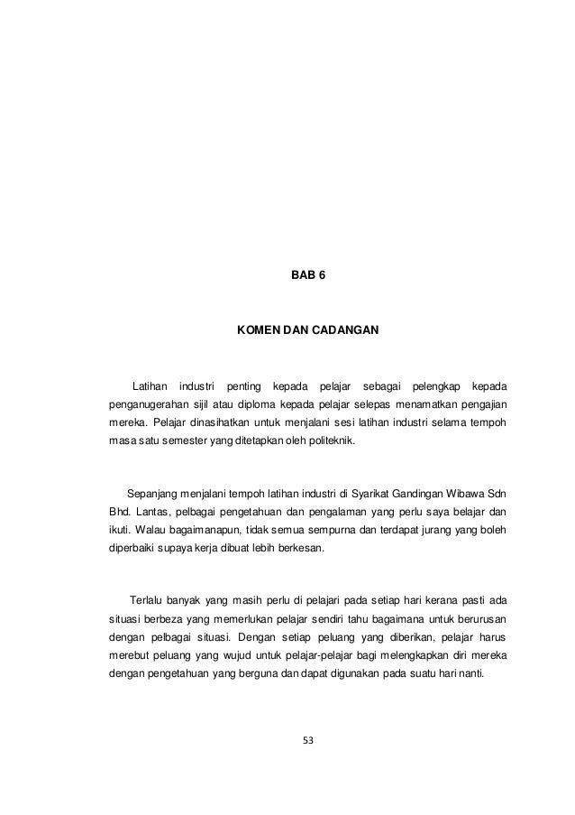 CONTOH REPORT LATIHAN INDUSTRI 2016 POLITEKNIK DAT