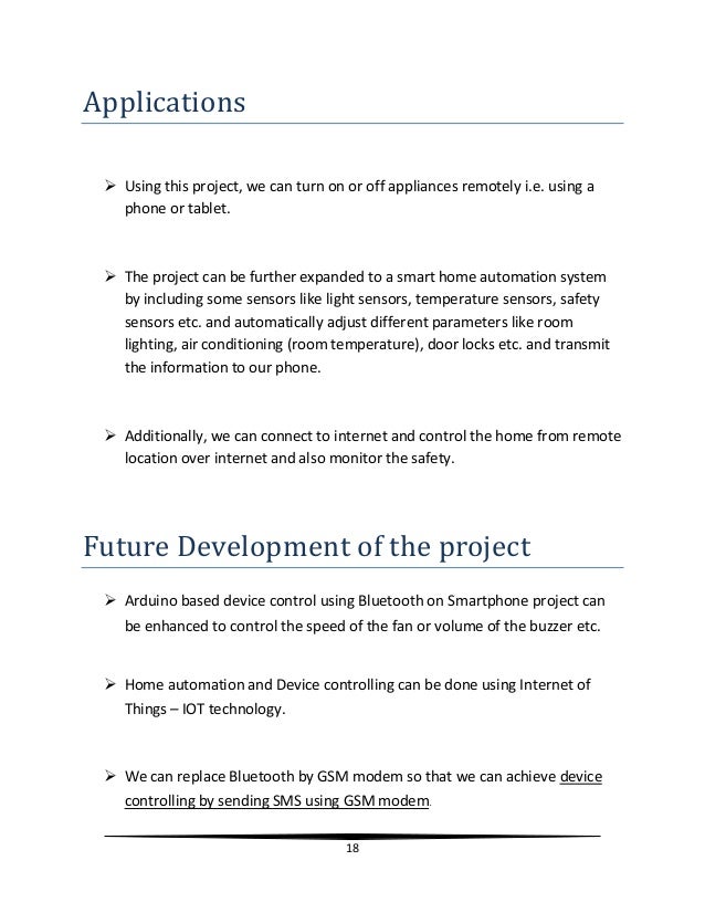 home automation using arduino and bluetooth project report ppt