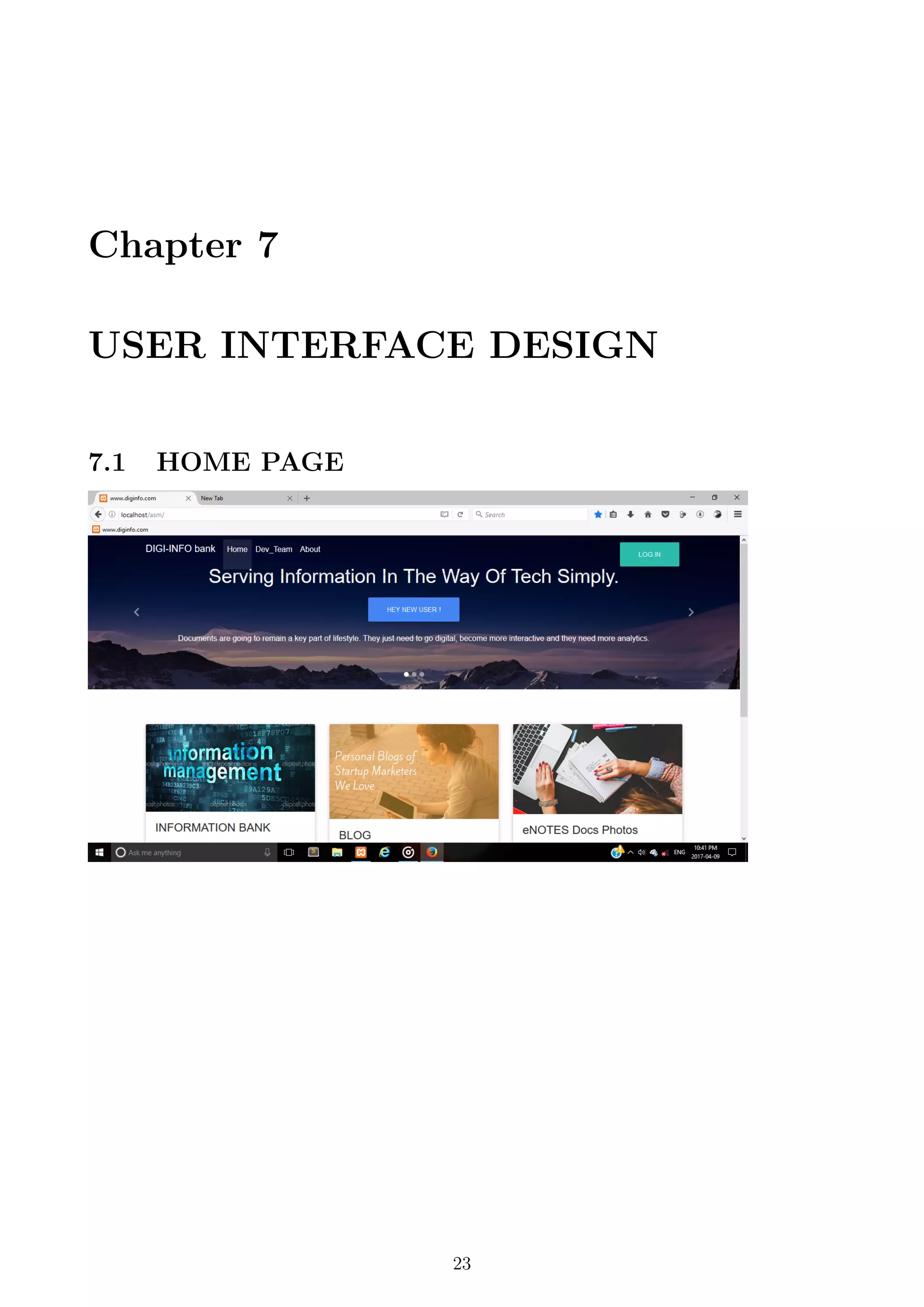 Chapter 7
USER INTERFACE DESIGN
7.1 HOME PAGE
23
 