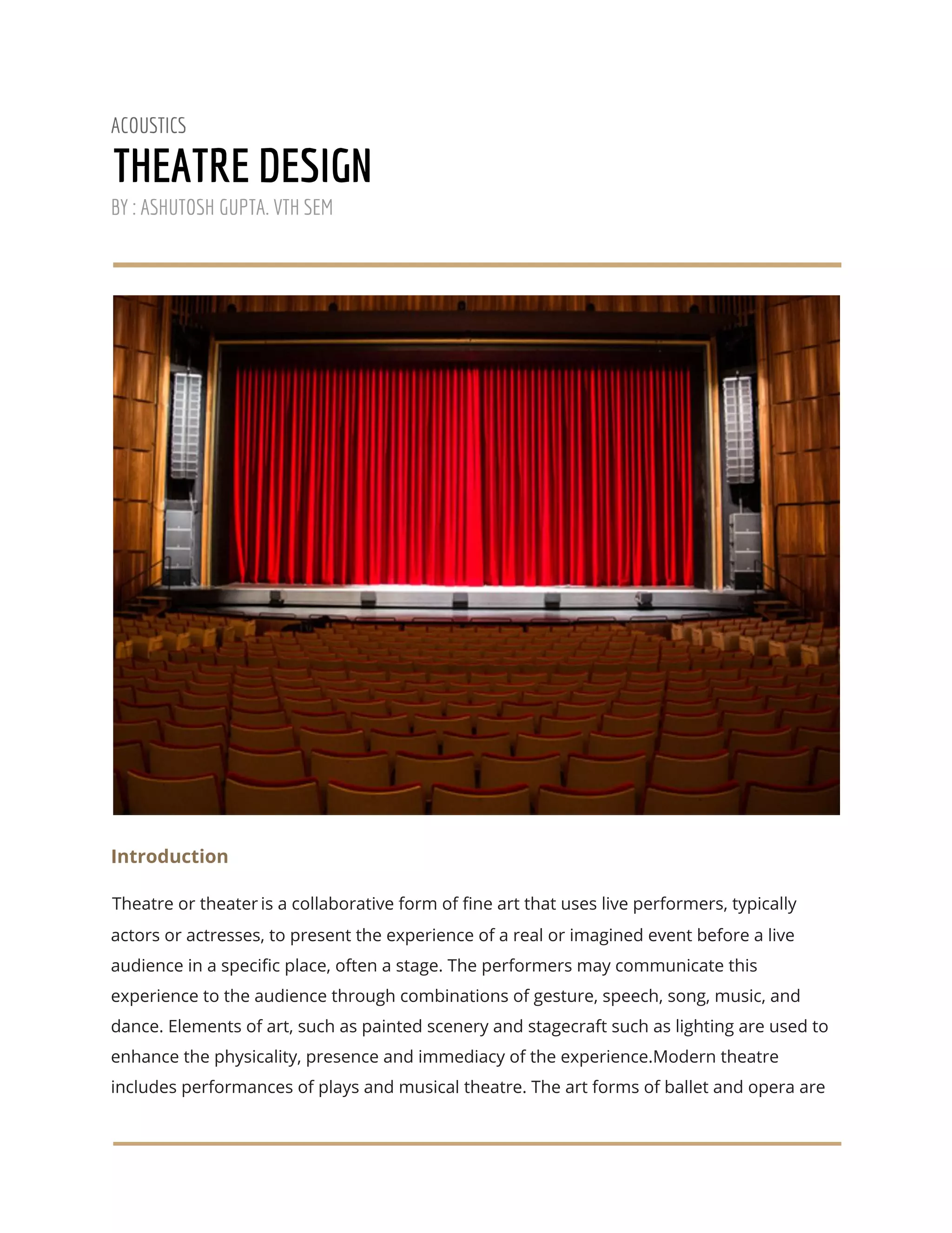 Acoustic Details of Theatre | PDF