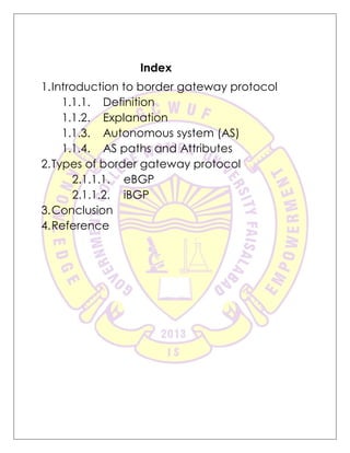 BORDER GATEWAY PROTOCOL | PDF