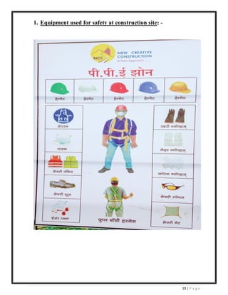 19 | P a g e
1. Equipment used for safety at construction site: -
 