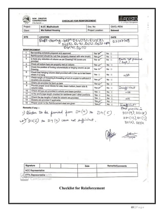 69 | P a g e
Checklist for Reinforcement
 