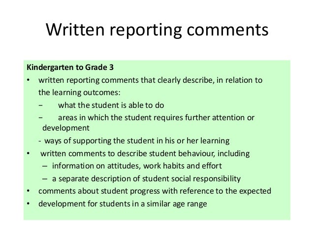 Headteacher pupil report comments for esl