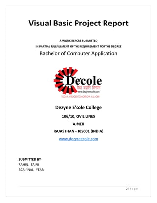 Bca Final Year VB Practical File | PDF