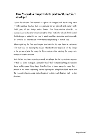 System Guide Examples project report face recognition attendance system | DOCX