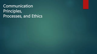 Communication
Principles,
Processes, and Ethics
 