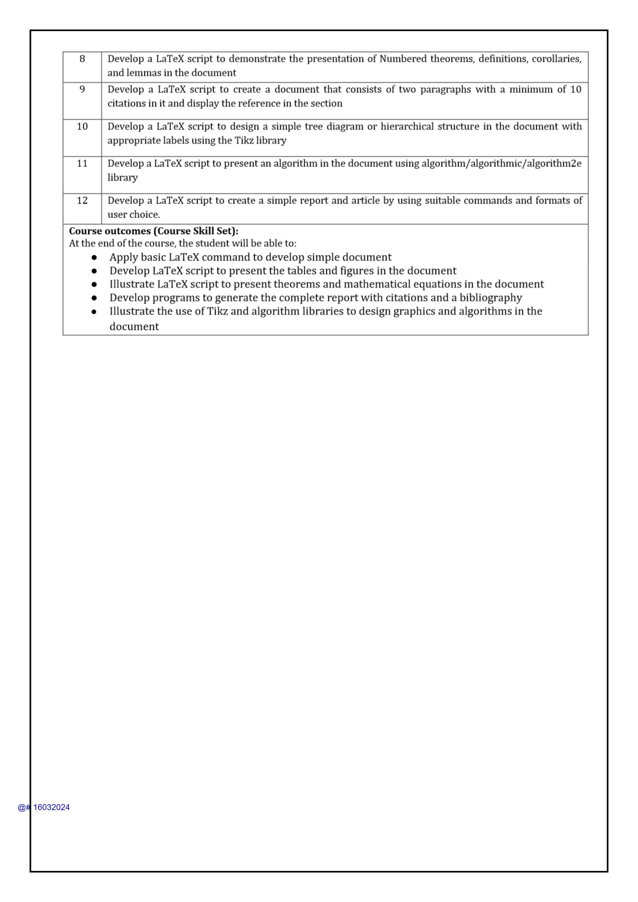 Technical Writing Using LaTeX Manual for 4th CSE VTU