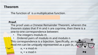 Euler's Function. Individual reporting and presentation. | PPTX