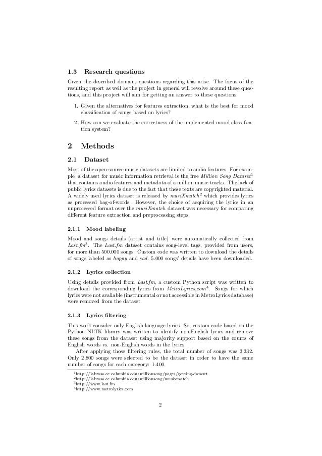 Mood Classification Of Songs Based On Lyrics Mood Classification Of Songs Based On Lyrics