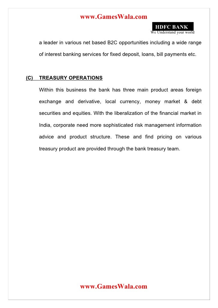 Report On Hdfc Bank Www Gameswala Com - 