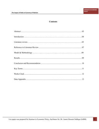 THE IMPACT OF DEBT ON ECONOMY OF PAKISTAN | PDF