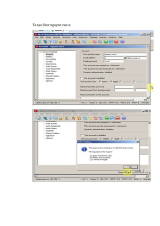 Ta tạo User nguyen van a:
 