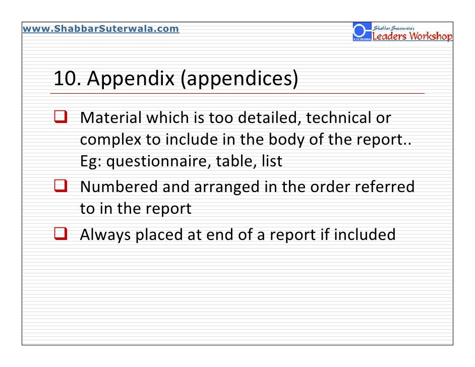 what is an appendix in a research paper example
