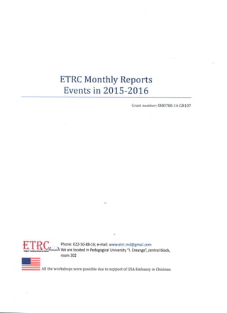 ETRC Narrative Reports 2014-2015