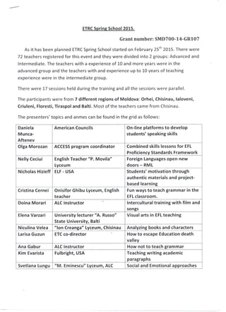 ETRC Narrative Report 2014-2015