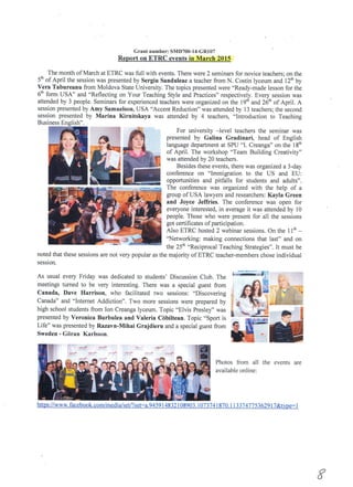 ETRC Narrative Report 2014-2015