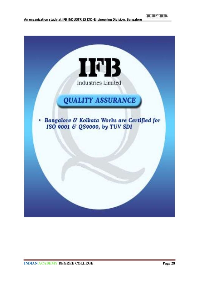 An organisation study At IFB INDUSTRIES LTDengineering division, Ban…