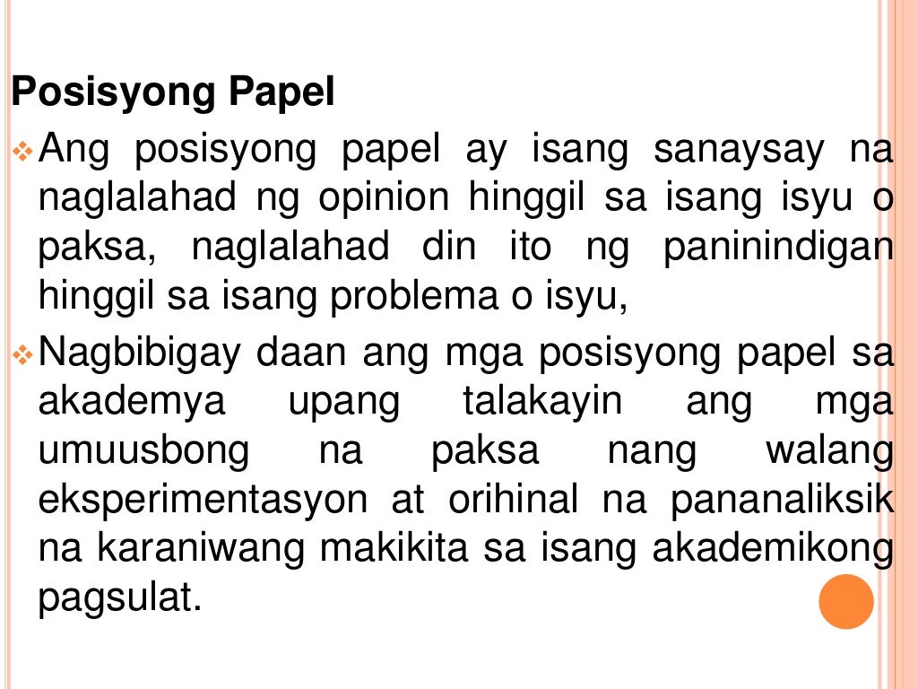 Posisyong Papel Kahulugan At Ang Halimbawa Nito - kulturaupice