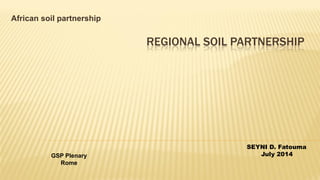 REGIONAL SOIL PARTNERSHIP
African soil partnership
SEYNI D. Fatouma
July 2014GSP Plenary
Rome
 