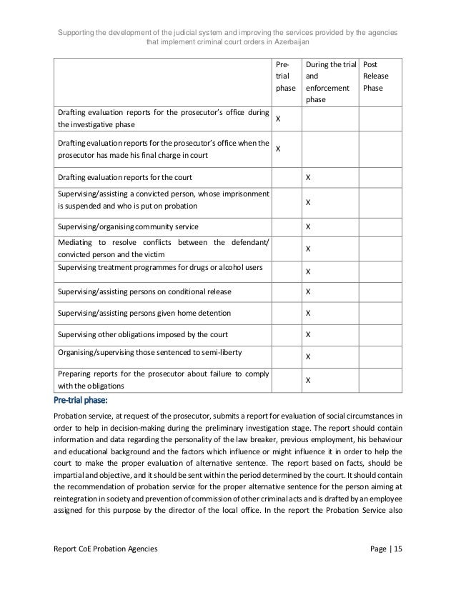 Report on organizational aspects of probation concept including examp…