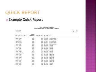  Example Quick Report
 