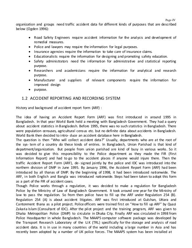 Road accident report writing format picture