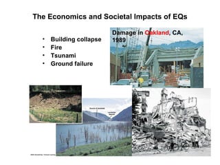 The Economics and Societal Impacts of EQs Damage in  Oakland , CA, 1989 Building collapse Fire Tsunami Ground failure 